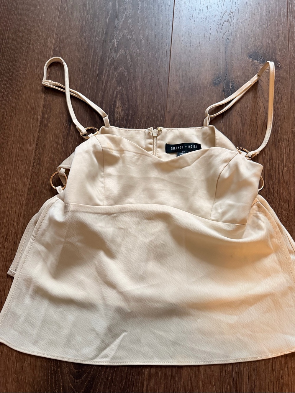 silence + noise Cream Structured Spaghetti-Strap Bustier Top
